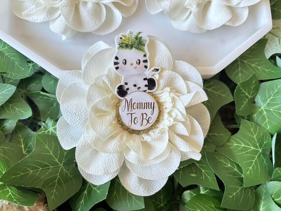 Baby Zebra Safari Baby Shower Pin, Mommy To Be Pin, Daddy To Be Pin, Big Sister, Big Brother, Grandma, Grandpa, Custom Wording Available