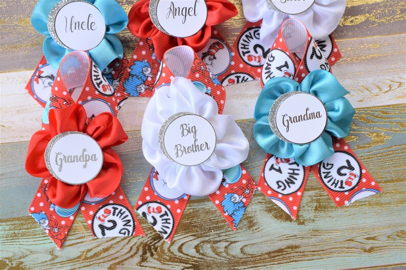Dr Seuss Baby Shower Thing 1 And Thing 2 Themed Family Pin Etsy