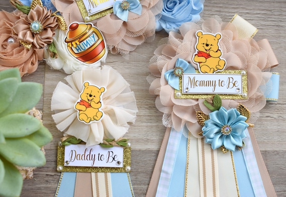 Classic Pooh Baby Shower, Mommy To Be Pin, Daddy To Be Pin, Baby Shower Gift, Custom