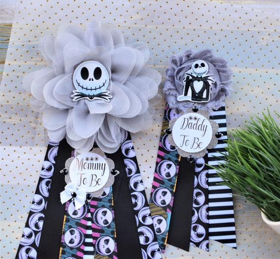 Jack Baby Shower, Jack Halloween Baby Shower, White Black Mommy To Be Pin, Daddy To Be Pin