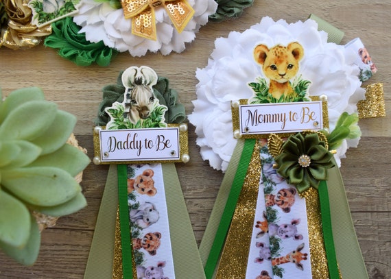 Green Safari Baby Shower, Sage Safari Maternity Sash, Animal Mommy To Be Ribbon Pin, Jungle Daddy To Be Ribbon, Baby shower Gift - S0001
