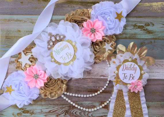 pink white and gold baby shower