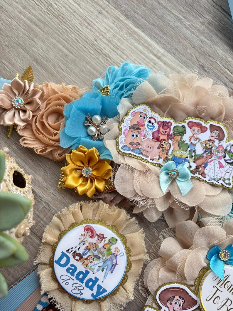 Cowboy Sheriff Woody Baby Shower, Maternity Sash, Mommy To Be Pin, Daddy To Be Pin, Custom Baby Shower Set bild 8