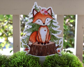 Girl Woodland Cake Topper, Woodland Centerpieces Decorations, Fox Bear Deer Rabbit Raccoon, Girl Room Nursery Decor, Celebrations By Cris