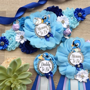 Blue Boy Baby Shower, Royal Lavender Blue Mommy to Be Ribbon, Daddy To Be Pin, Baby Shower Gift, Custom Sash