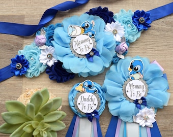 Blue Boy Baby Shower, Royal Lavender Blue Mommy to Be Ribbon, Daddy To Be Pin, Baby Shower Gift, Custom Sash