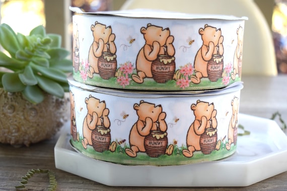 Classic Winnie The Pooh Grosgrain Ribbon, Boy Winnie And Girl Winnie Ribbon, Baby Shower Ribbon || 3 Yards of Ribbon - 1" (25mm) / 2" (50mm)