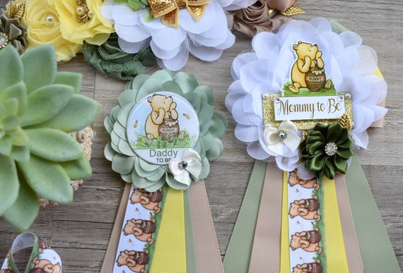 Classic Winnie The Pooh Baby Shower, Winnie the Pooh Mommy To Be Pin, Classic Winnie the Pooh, Winnie the Pooh Mommy and Daddy Pin, Custom