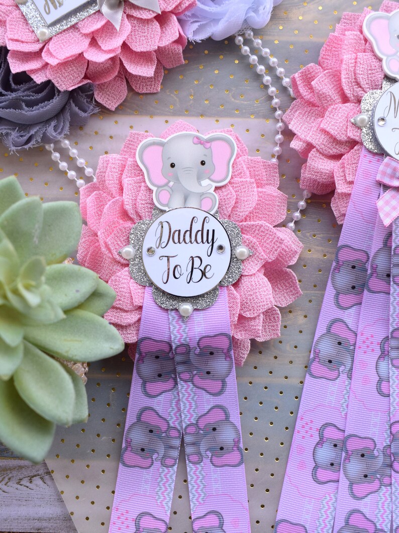 Pink Elephant Baby Shower Girl Pink Elephant Sash and Pin Etsy