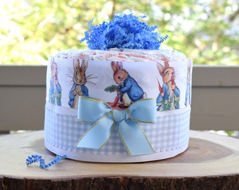 Boy Rabbit Mini Diaper Cake Baby Shower, Baby Shower Centerpieces Decorations, Girls Room Nursery Decor, New Mom Gifts, Baby Shower Gift