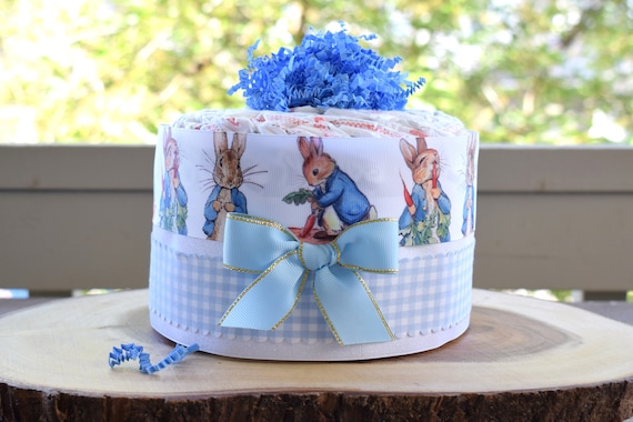 Boy Rabbit Mini Diaper Cake Baby Shower, Baby Shower Centerpieces Decorations, Girls Room Nursery Decor, New Mom Gifts, Baby Shower Gift