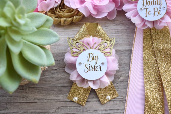 Pink Butterfly Maternity Belly Sash, Butterfly Baby Shower, Pink Gold Butterfly Flower Sash, Butterfly Baby Shower, Custom Sash