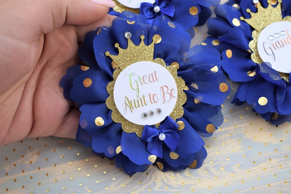 Royal Blue Prince Baby Shower, Royal Prince Family Pin, Royal Blue Gold Baby Shower, Family & Guest Pin, Prince Baby Shower, Custom Pin
