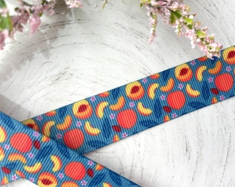 Peaches Fruit Grosgrain Ribbon, Diaper Cake Ribbon, Peach Ribbon || 3 Yards of Ribbon - 1" (25mm)