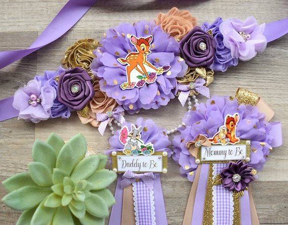 Lavender Deer Baby Shower, Mommy To Be Corsage, Maternity Sash, Daddy To Be Badge Pins, Baby Deer Shower, Family Pins, Baby Shower Gift
