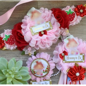 Baby Strawberry Baby Shower, Girl Red Stawberry Maternity Sash, Mommy To Be Ribbon Pin, Daddy To Be Pin, Fruit Baby Shower, Custom
