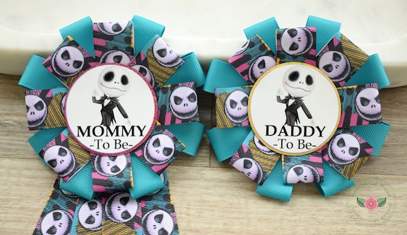 Halloween Baby Shower, Jack Baby Shower, Mommy To Be Ribbon Pin, Daddy To Be Badge Pin