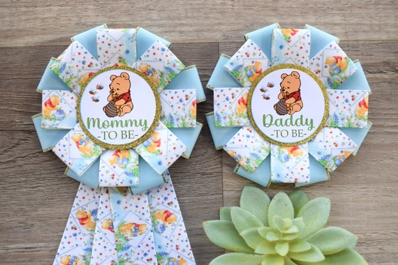 Neutral Reveal Baby Shower, Mommy To Be Ribbon, Daddy To Be Pin, Family Pins