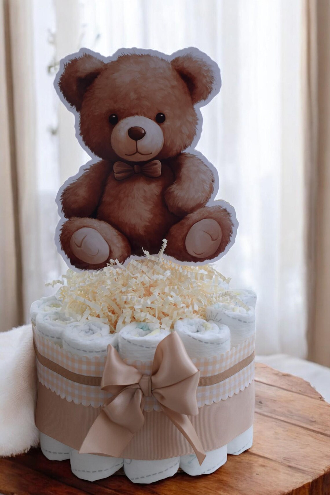 Gender Reveal Teddy Bear Mini Diaper Cake Baby Shower, Centerpieces ...