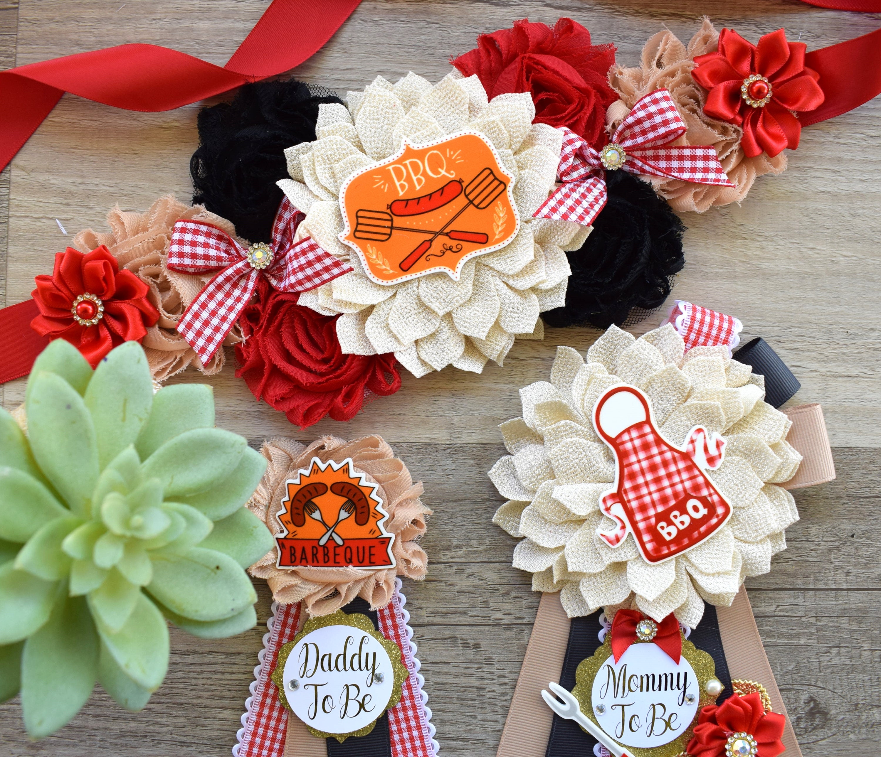 Baby Q Baby Shower Sash, BBQ Maternity Sash, BBQ Baby Shower, Mommy To Be Ribbon, Daddy To Be Ribbon Pin, Summer Baby Shower