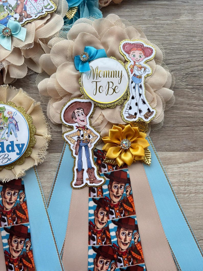 Cowboy Sheriff Woody Baby Shower, Maternity Sash, Mommy To Be Pin, Daddy To Be Pin, Custom Baby Shower Set bild 4