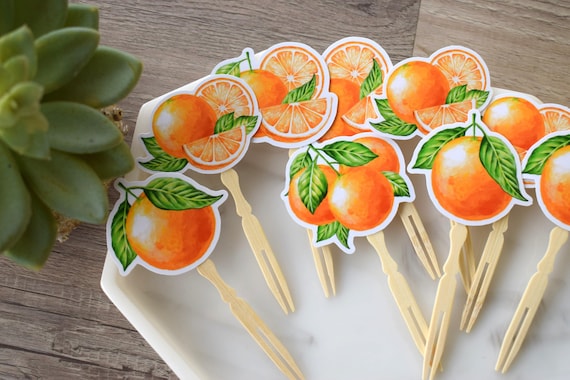 Orange Cupcake Toppers, Orange Baby Shower and Party, A Little Cutie Is On The Way, Table Decor, Cupcake Centerpieces Decor, New Mom Gift