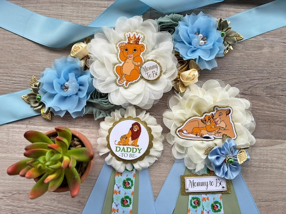 Baby Lion Baby Shower, Lion Maternity Sash, Lion Boy Mommy To Be Pin, Boy Daddy To Be Pin, Custom Baby Shower Set