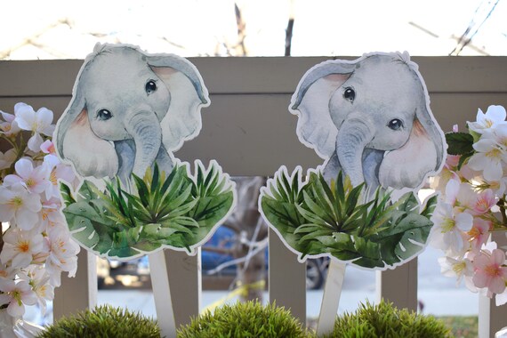 Elephant Cake Toppers, Safari Baby Shower Party, Elephant Baby Shower Centerpieces Decorations, Boy Room Nursery Decor, New Mom Gifts- S0001