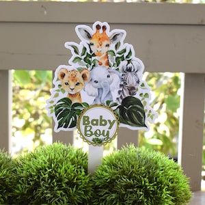 Jungle Safari Topper For Baby Shower Or Party, Party Decor, Baby Shower Centerpieces Decorations, Room Nursery Decor, New Mom Gifts - S0002