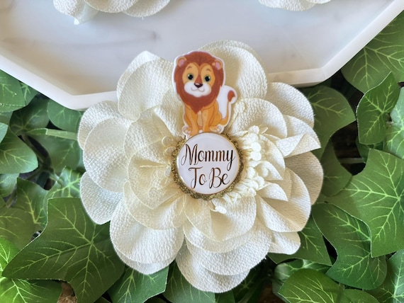 Cute Lion Safari Baby Shower Pin, Mommy To Be Pin, Daddy To Be Pin, Big Sister, Big Brother, Grandma, Grandpa, Custom Wording Available
