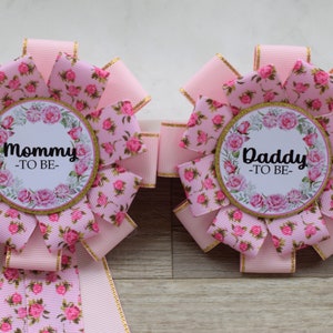 Baby In Bloom Baby Shower, Mommy To Be Corsage Pin, Daddy To Be Badge Pin, Spring Baby Shower Pins, Parent&#39;s To Be Pin