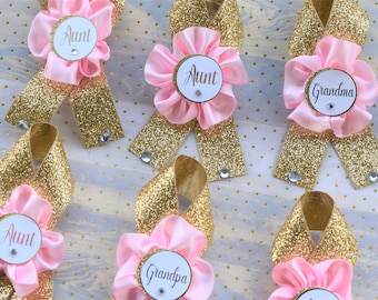 Pink Gold Princess Baby Shower, Pink Princess Family Pin, Pink Gold Baby Shower, Gold Family & Guest Pin, Princess Baby Shower, Custom Pin