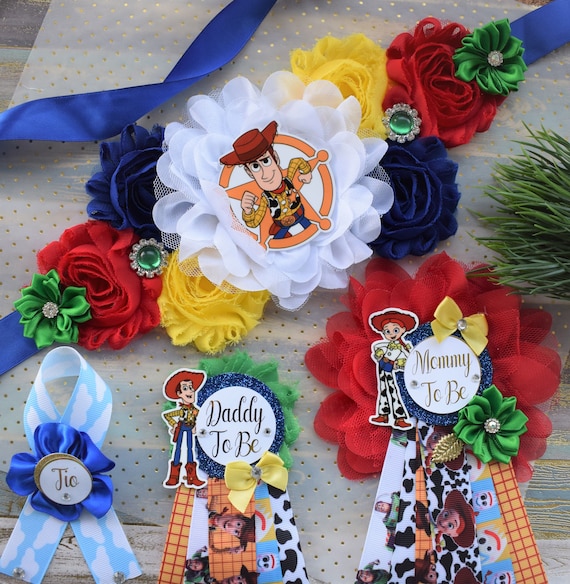 Cowboy Baby Shower, Toy Story Maternity Sash, Mommy To Be Pin, Daddy To Be Pin, Custom Baby Shower Set