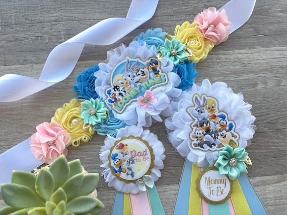 Gender Reveal Looney Baby Shower Set, Blue Aqua Yellow  display picture 2