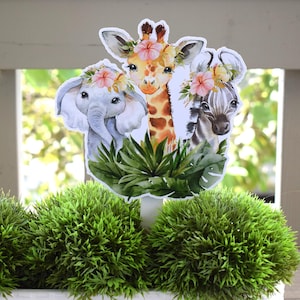 Tropical Girl Jungle Safari Topper For Baby Shower Or Party, Party Decor, Baby Shower Centerpieces Decorations, Room Decor, New Mom Gifts
