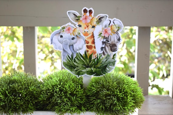 Tropical Girl Jungle Safari Topper For Baby Shower Or Party, Party Decor, Baby Shower Centerpieces Decorations, Room Decor, New Mom Gifts