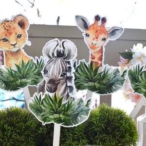 Jungle Safari Cake Toppers Baby Shower, Baby Shower Centerpieces Decorations, Boy Room Nursery Decor, New Mom Gifts - S0001