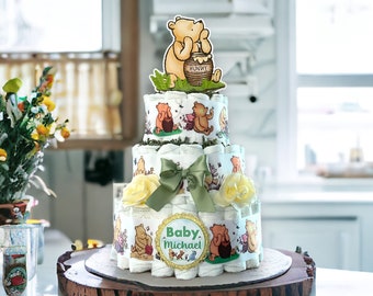 Classic Winnie The Pooh Diaper Cake Baby Shower, Diaper Cake Centerpieces Decor, Winnie The Pooh, Room Nursery Decor, New Mom Gifts