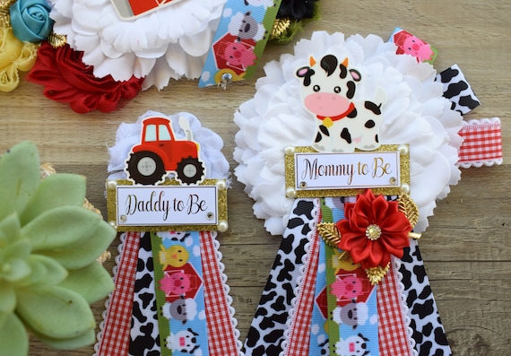 Farm Animal Baby Shower, Barn Animal Baby Shower, Cow Sheep Horse Mommy To Be Pin, Farm Daddy To Be Pin, Custom Order