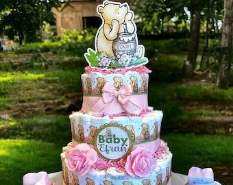Girl Classic Winnie The Pooh Diaper Cake Baby Shower, Diaper Cake Centerpieces Decor, Winnie The Pooh, Room Nursery Decor, New Mom Gifts