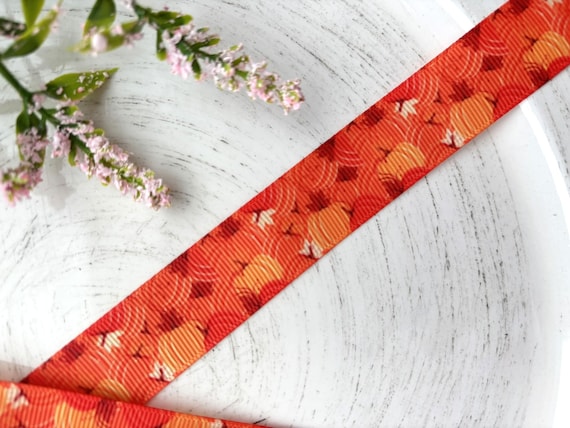 Pumpkin Grosgrain Ribbon, Diaper Cake Ribbon, Pumpkin Thanksgiving Ribbon || 3 Yards of Ribbon - 1" (25mm)