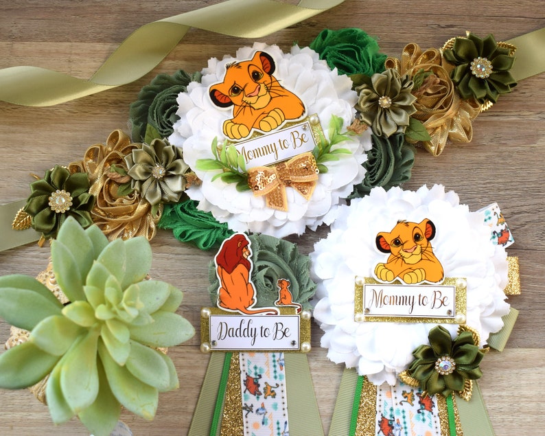 Boy Lion Baby Shower, Maternity Sash, Mommy To Be Pin, Daddy To Be Pin, Custom Baby Shower Set 画像 1