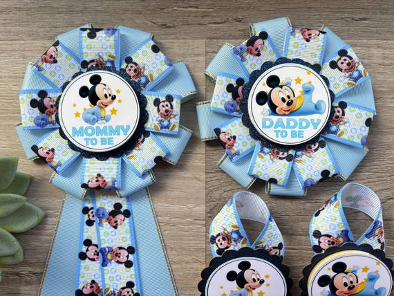 Boy Baby Shower, Blue Mommy To Be Ribbon Pin, Daddy To Be Corsage Pin, Big Sister Pin, Big Brother Pin