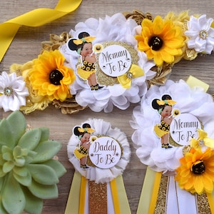 Girl Sunflower Baby Shower, Maternity Sash, Sunflower Mommy To Be, Sunflower Daddy To Be, Girl Baby Shower, Baby Shower Gift