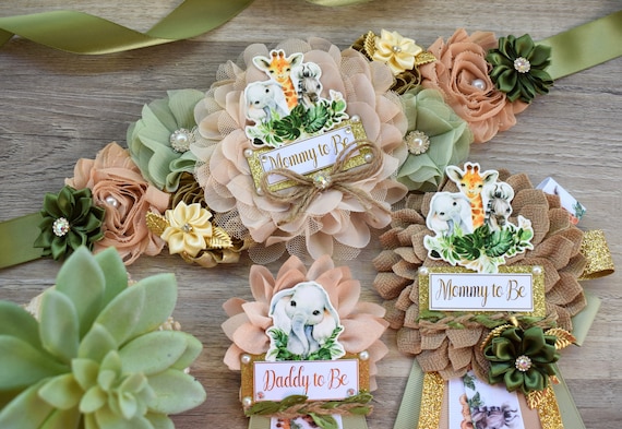 Jungle Safari Boho Baby Shower, Safari Sage Maternity Sash, Animal Mommy To Be Ribbon, Jungle Daddy To Be Pin, Greenery Shower, Custom