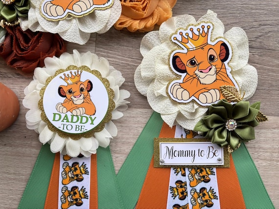 Crown Lion King Baby Shower, Lion Maternity Sash, Lion Boy Mommy To Be Pin, Boy Daddy To Be Pin, Custom Baby Shower Set