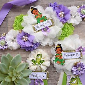 Tiana Princess Baby Shower, Princess Flower Sash, Maternity Sash, Princess Sash, Mommy and Daddy To Be, Princess Baby Shower, Custom