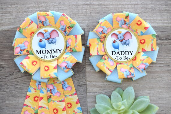 Boy Elephant Baby Shower, Yellow Blue Parent Corsage Pin, Mommy To Be Pin, Daddy To Be Pin, Elephant Baby Shower, Custom