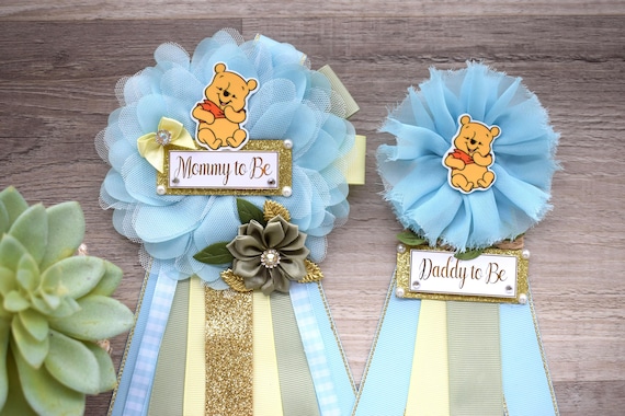 Blue Winnie the Pooh Baby Shower, Winnie the Pooh Mommy To Be Pin, Winnie the Pooh, Winnie the Pooh Daddy To Be Pin, Baby Shower Gift