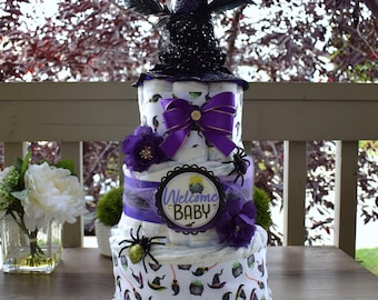 Witch Hat Diaper Cake Baby Shower, Halloween Baby Shower Centerpieces Decoration, Shower Party Decoration, Witchcraft Centerpiece